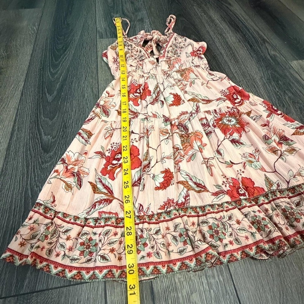 Angie Pink Floral Mini Dress with Red & Green Accents - Picture 10 of 12